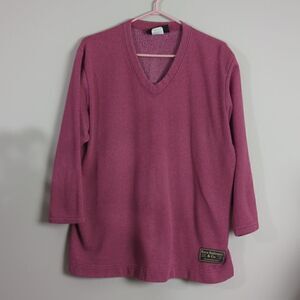 Vintage Boca ribbed fleece v-neck pink size small